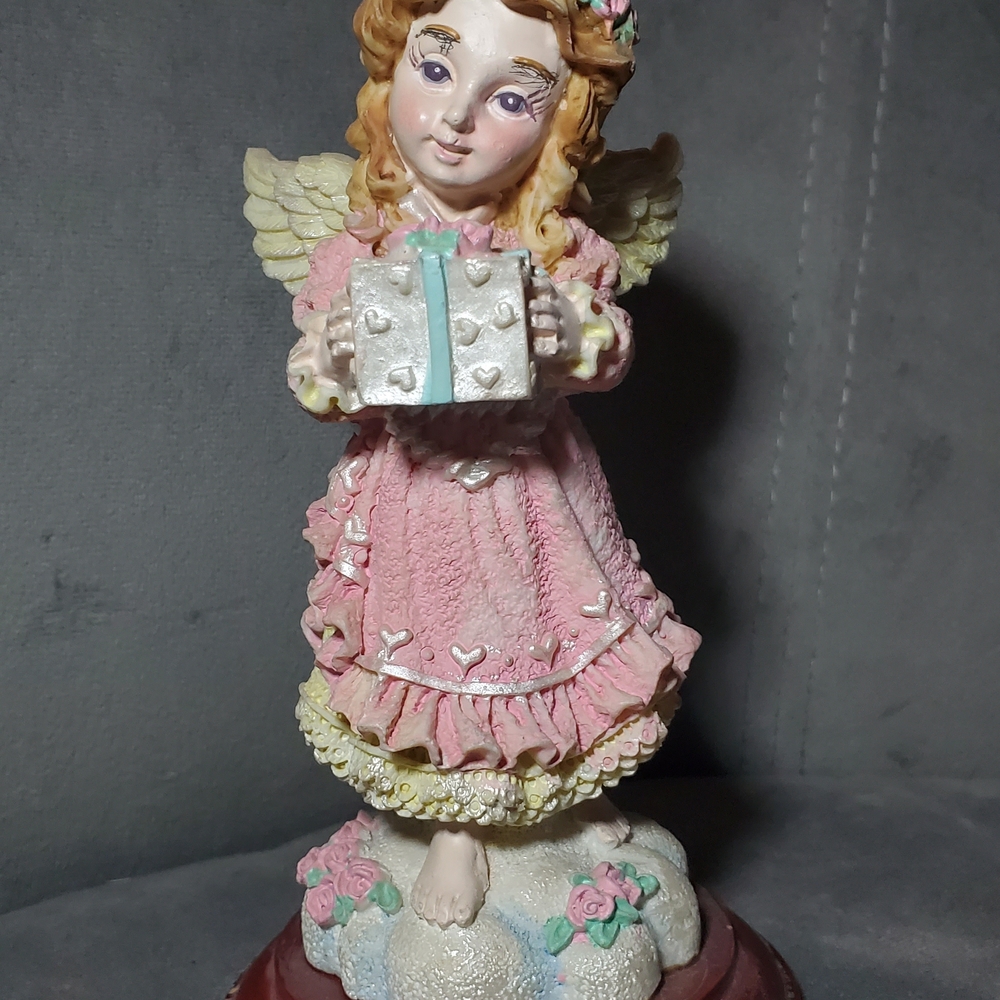 Pink Angel Figurine with Gift